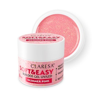 CLARESA SOFT&EASY stavebný gél GLIMMER PINK - 45g