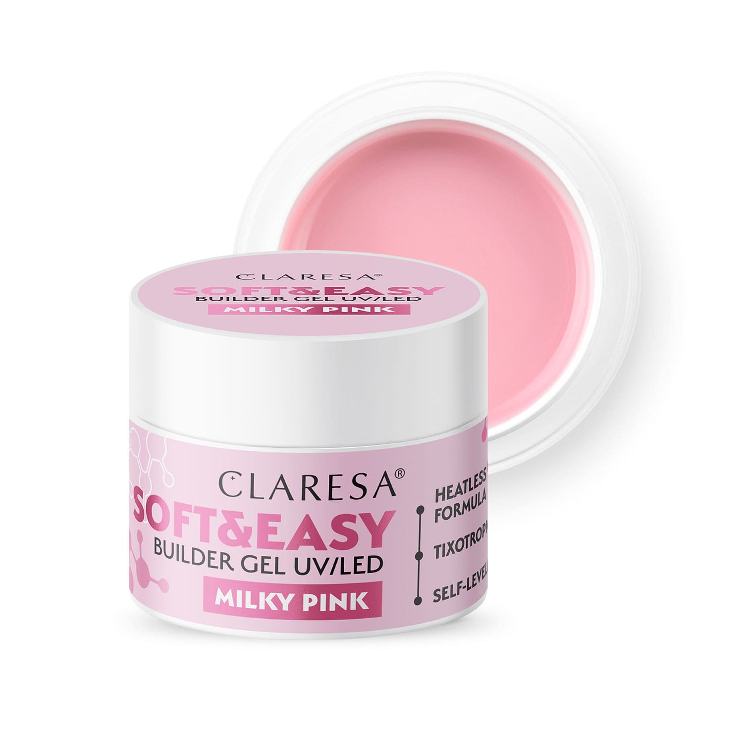 CLARESA SOFT&EASY stavebný gél MILKY PINK - 90g